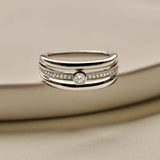 Triple Band Ring with stone