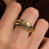 Black Zirconia Crossover Ring - M model