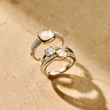 Zirconia Cushion Ring with pearl