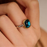 Blue Cushion Ring