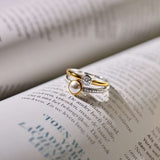 Double Zirconia Pearl Ring