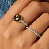 Smokey Brown Zirconia Cushion Ring