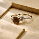 Smokey Brown Zirconia Cushion Ring