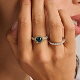 Blue Zirconia Cushion Ring