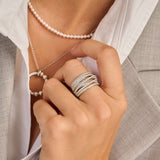 Stardust Zirconia Crossover Ring - L model