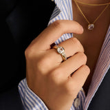 Double Band Zirconia Ring Gold Vermeil