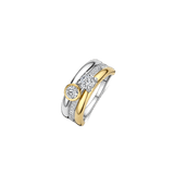 Triple Band Round Double Zirconia Ring