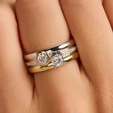 Triple Band Round Double Zirconia Ring