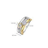 Triple Band Round Double Zirconia Ring