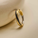 Black Zirconia Crossover Ring - XS model