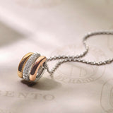 Tricolor Triple Circle Zirconia Necklace