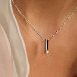 Zirconia Bar Necklace Silver