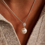 Round Zirconia Pearl Necklace