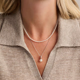 Necklace with Zirconia Pearl pendant 8mm