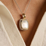 Zirconia Cushion Pearl Necklace with pendant