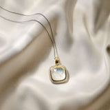 Zirconia Cushion Pearl Necklace with pendant