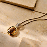 Smokey Brown Cushion Necklace with pendant