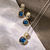 Blue Cushion Structure Necklace with pendant