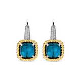 Blue Zirconia Cushion Hoops