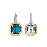 Blue Zirconia Cushion Hoops