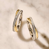 Zirconia Crossover Hoops Gold Vermeil