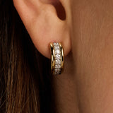 Triple Band Zirconia Hoops Gold Vermeil