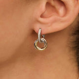 Tricolor Zirconia Crossover Circle Hoops
