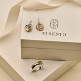 Tricolor Zirconia Crossover Circle Hoops