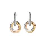 Tricolor Zirconia Crossover Circle Hoops