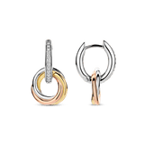 Tricolor Zirconia Crossover Circle Hoops
