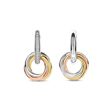 Tricolor Zirconia Crossover Circle Hoops